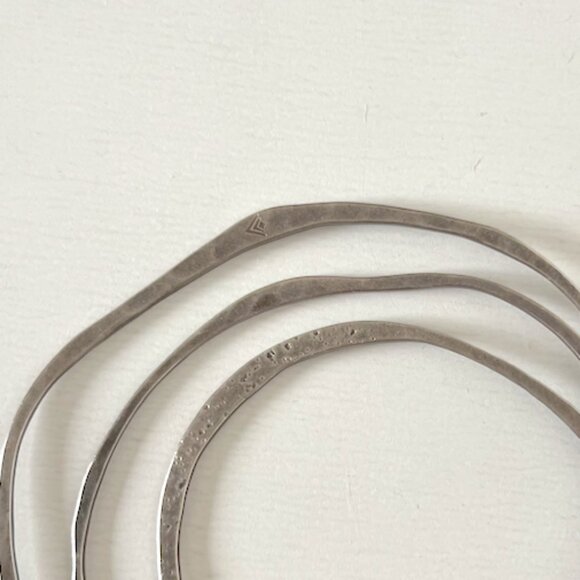 925 Sterling Silver Silpada Hammered Concentric Circles Pendant Necklace - Picture 3 of 4